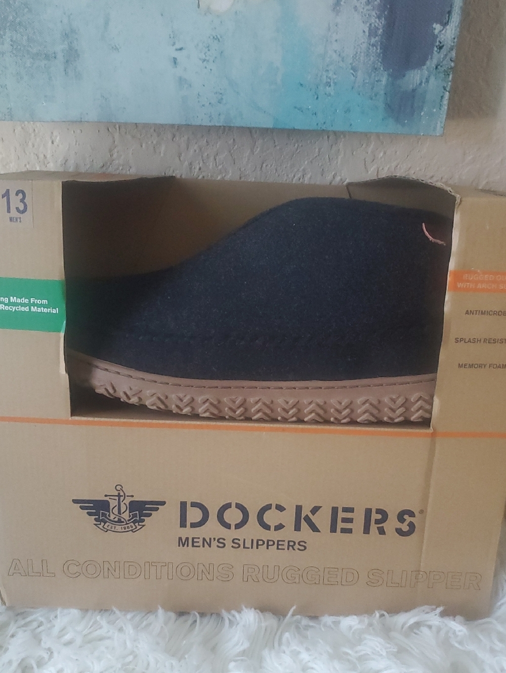 Dockers Black Slip-On Slipper with Tan Outsole